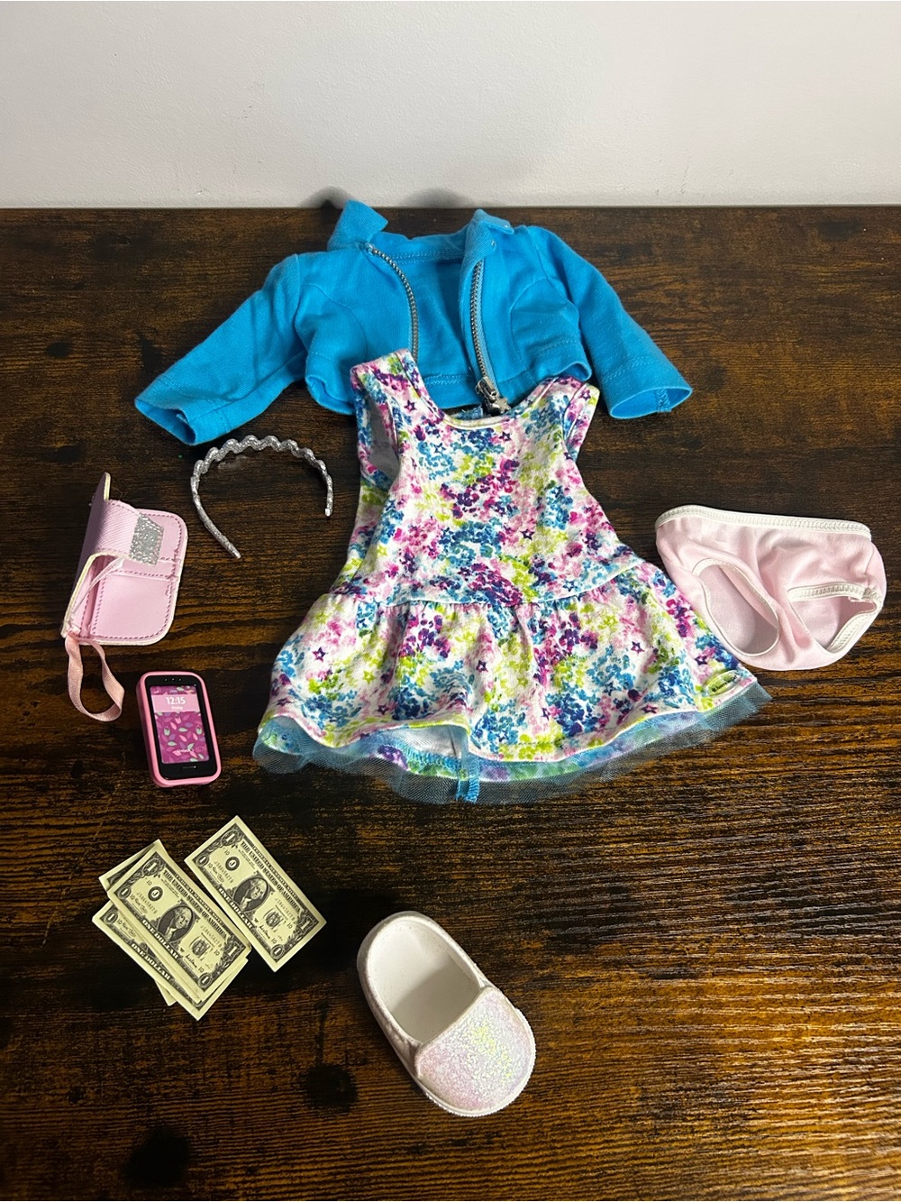 American Girl Doll Truly Me Flower Floral Meet Outfit Leggings Shoes Panties
